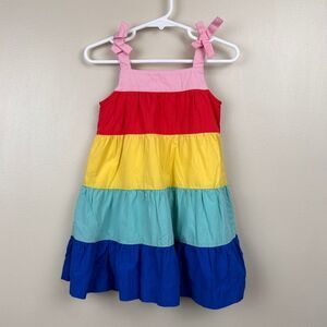 Hanna Andersson Rainbow Tiered Sundress - Pink Red Yellow Teal Blue